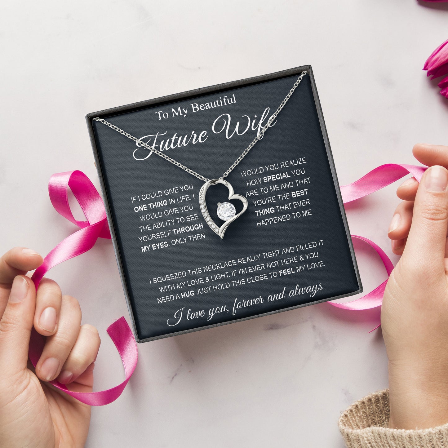 To My Beautiful Future Wife Birthday Jewelry Gifts For My Wife with Message Card Box