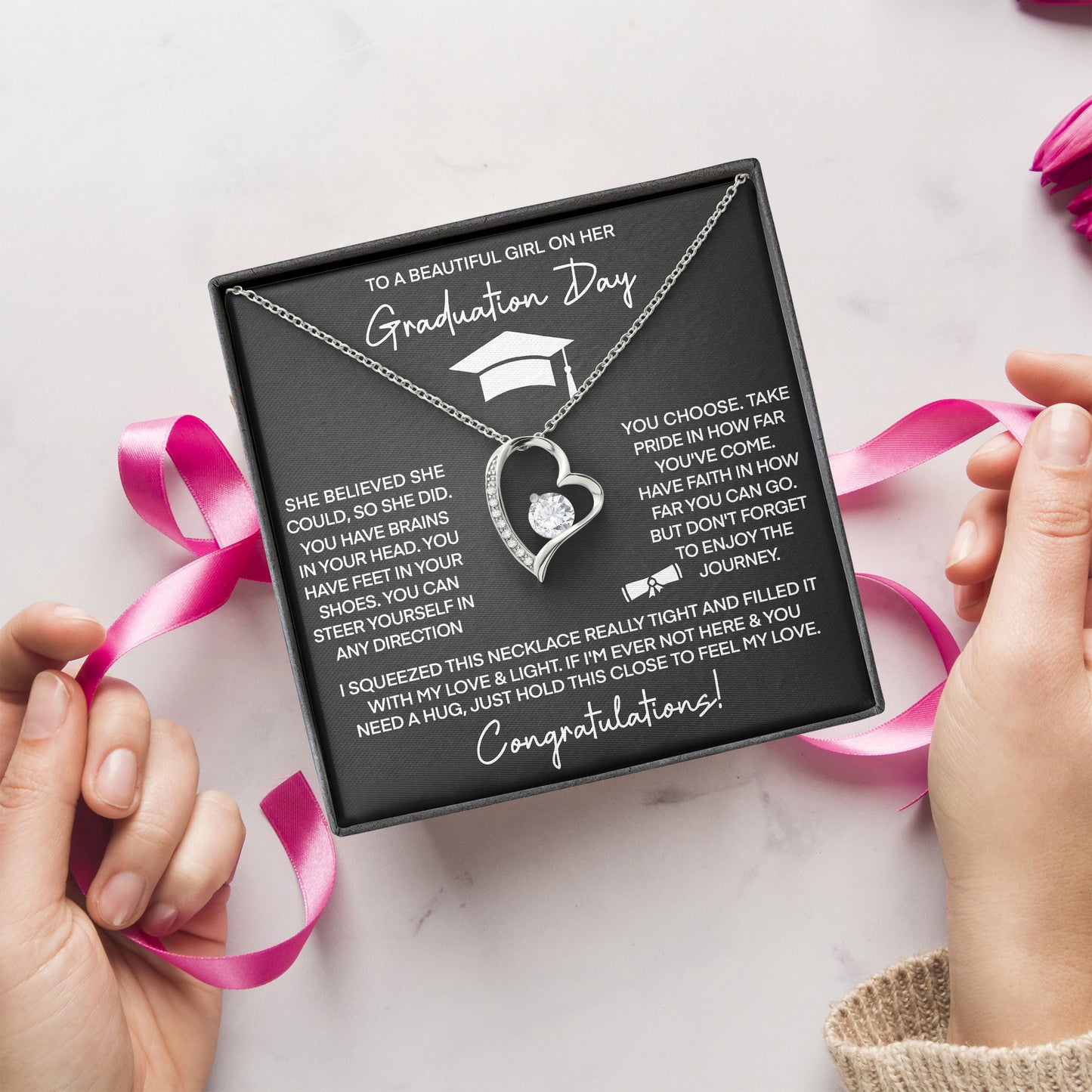 To My Beaitiful Girl Necklace Meaningful Jewelry Gift for Graduation, Birthday, Valentine