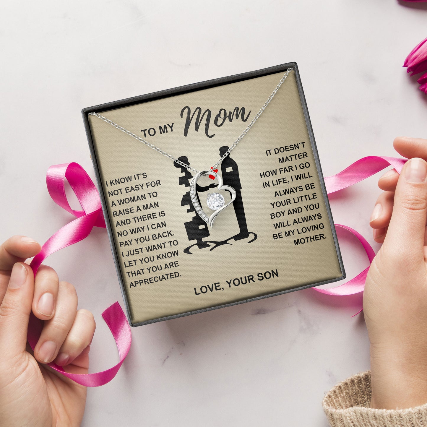 To My Mom Necklace From Your Son, Valentine's Day Birthday Gifts Ideas, Anniversary Keepsake, Mother Gift