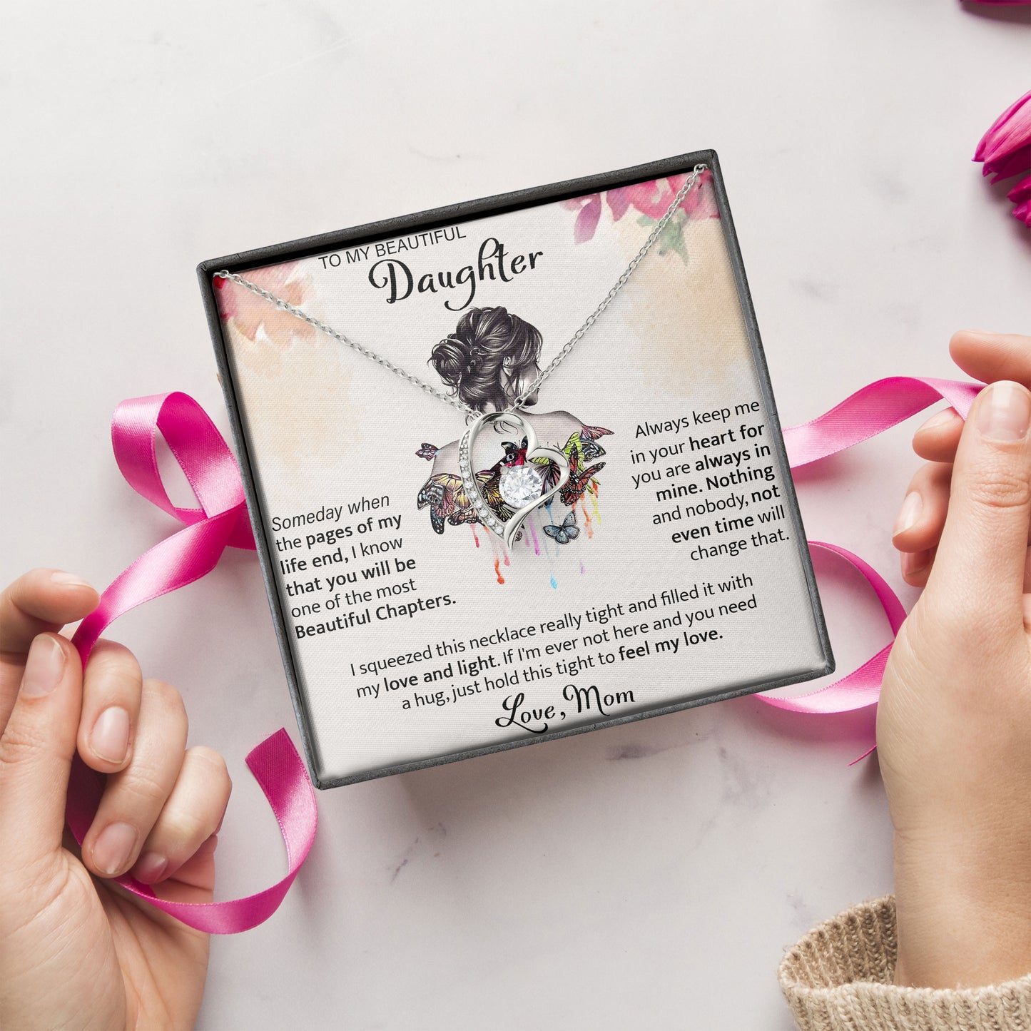 To My Beautiful Daughter Inspirational Necklace Jewelry