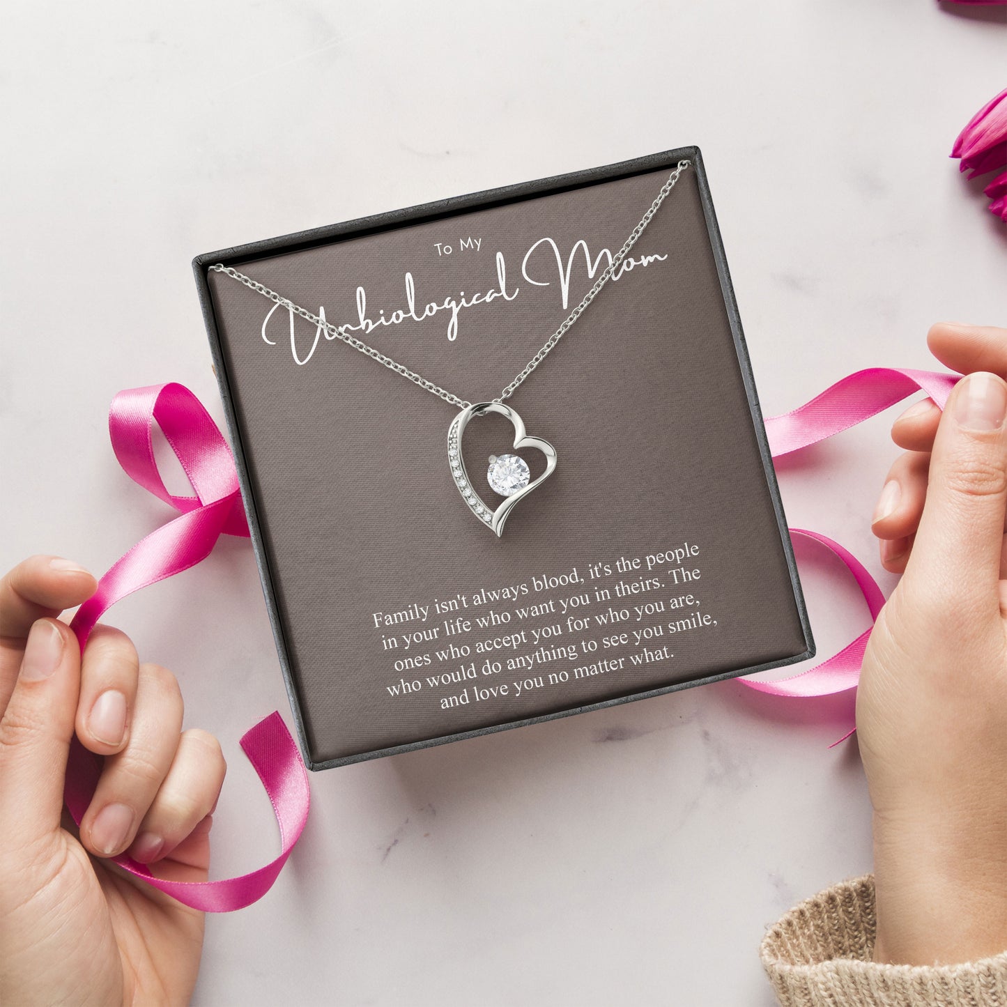To My Unbiological Mom Keepsake Necklace Gift