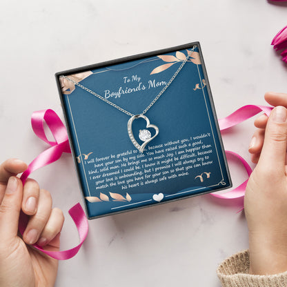 To My Boyfriends Mom Necklace With Message Box, Valentines Day, Birthday, Mother's Day Gift with Message Card and Box Meaning
