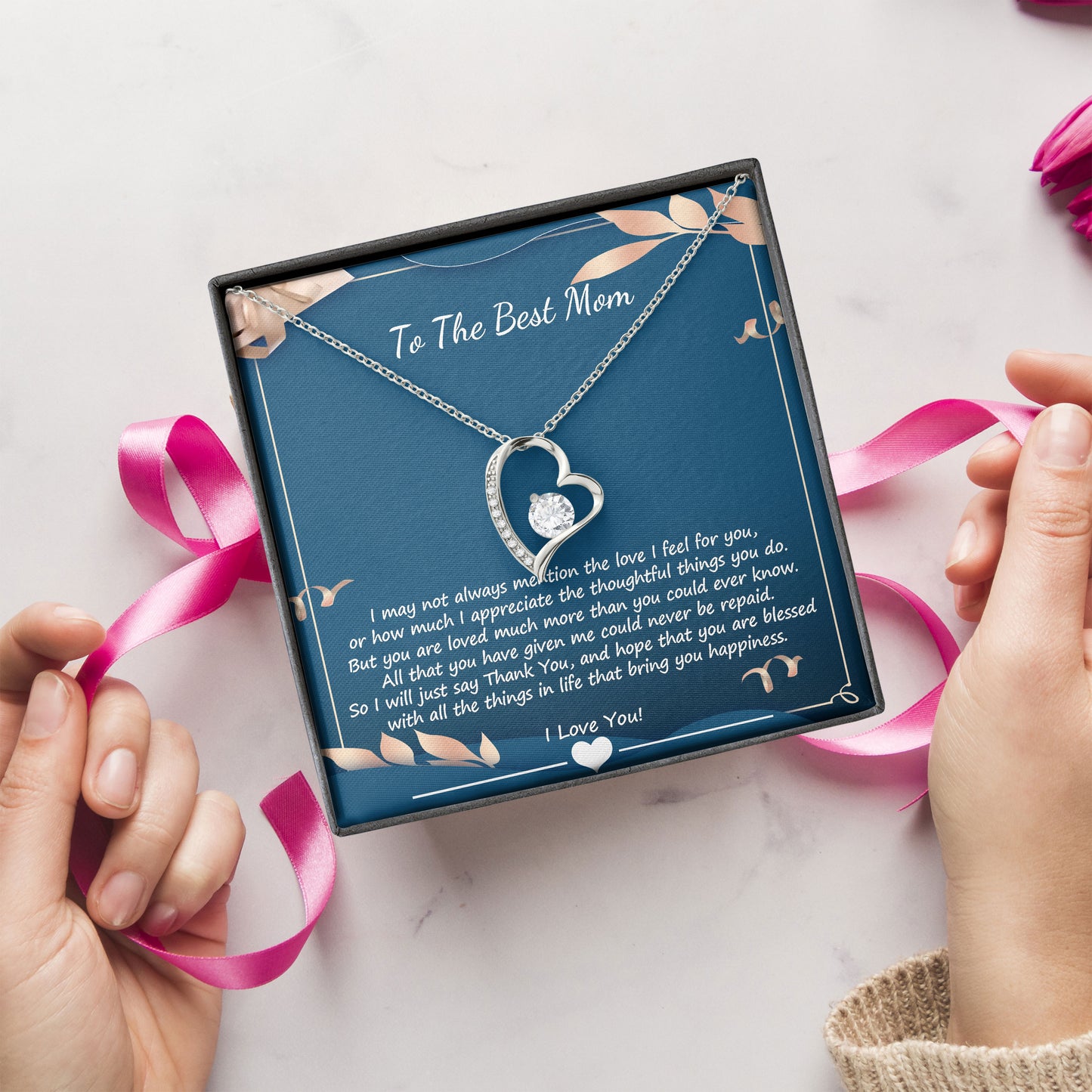 To The Best Mom Heartfelt Necklace Gift