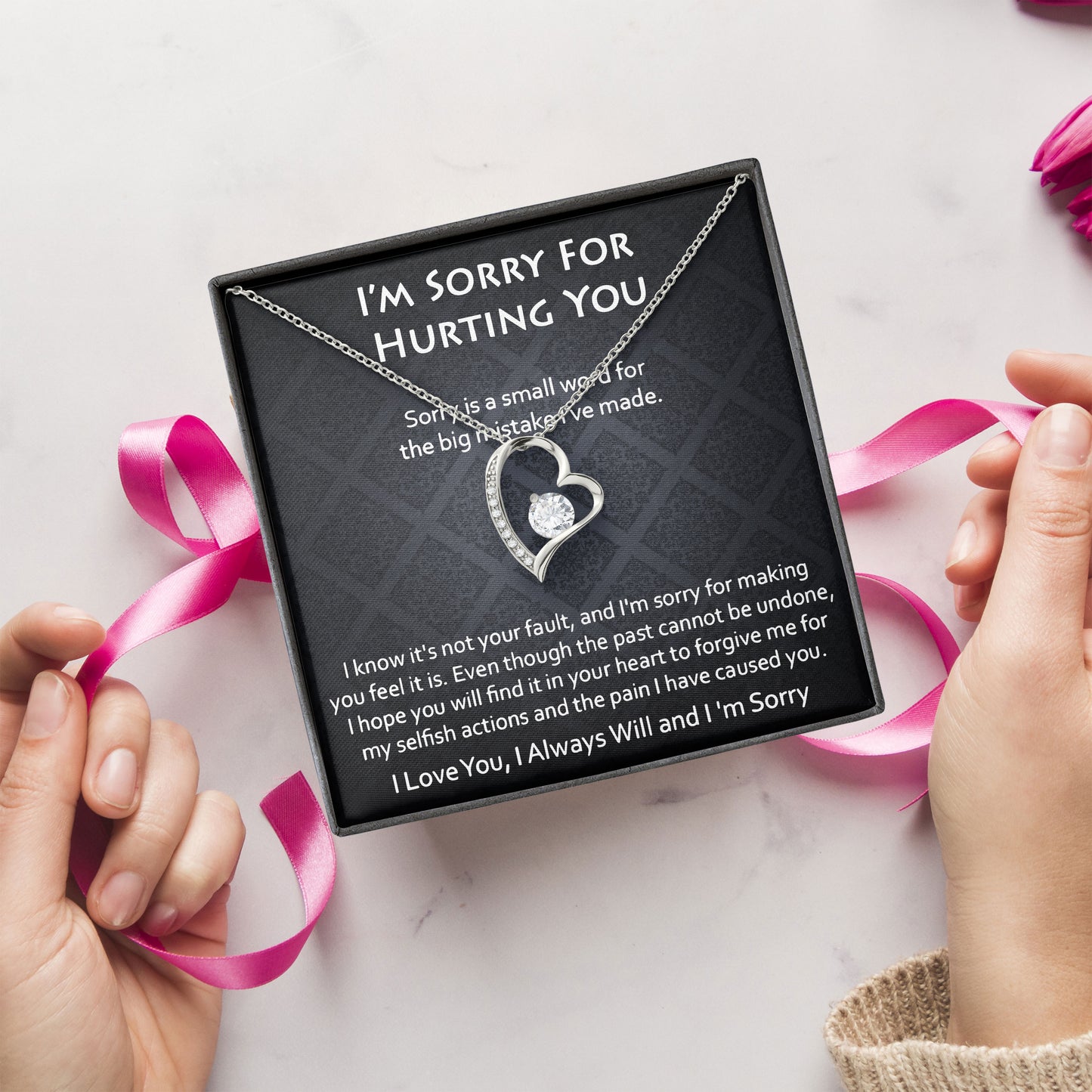 I'm Sorry For Hurting You Neckace Jewelry with Message Card & Gift Box