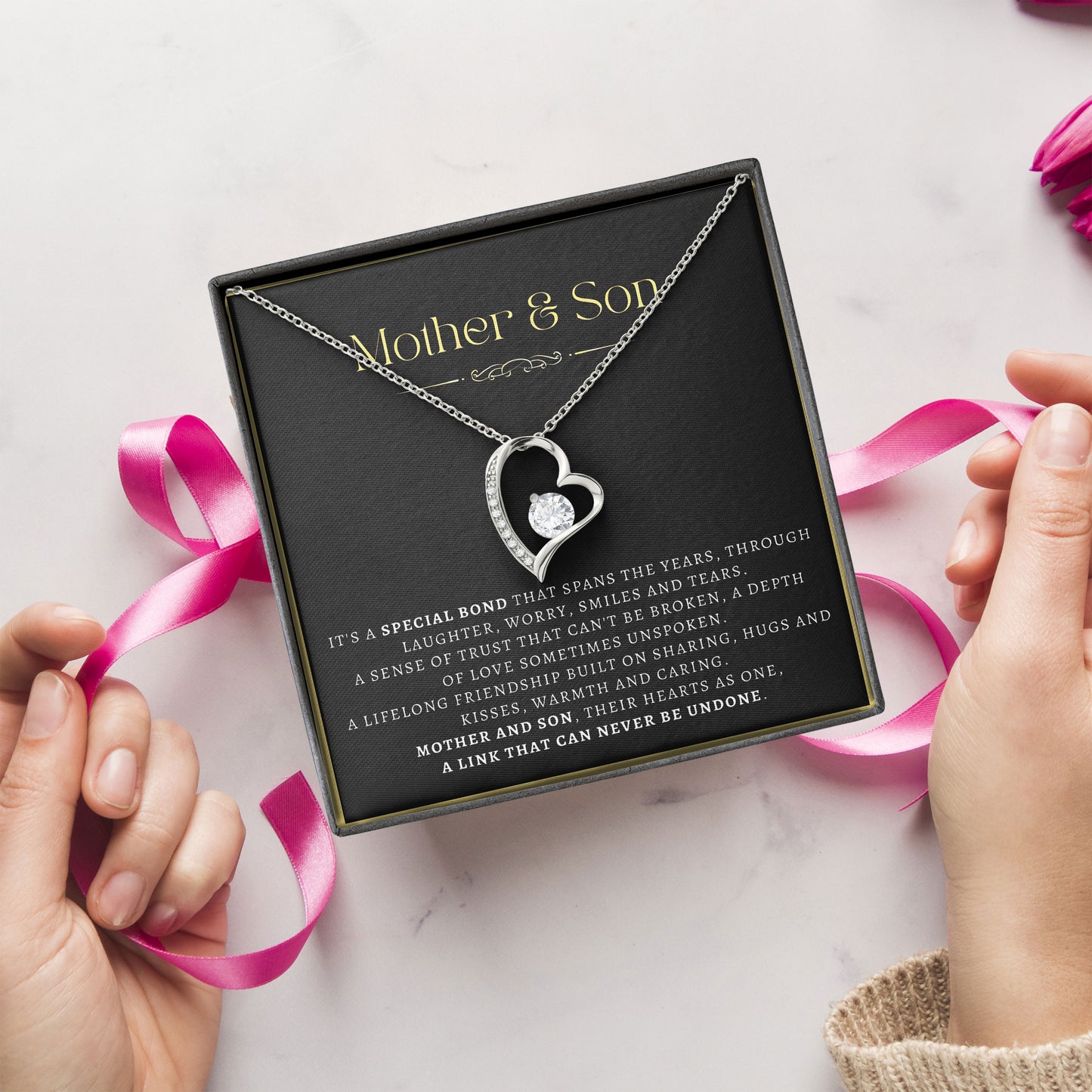 To My Mother And Son Necklace with Inspirational Message