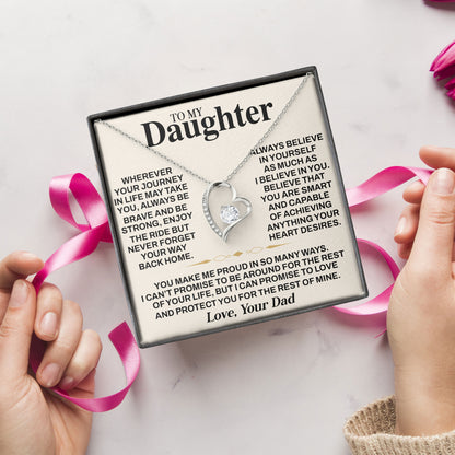 To My Daughter Necklace with Sentimental Card Gift From Dad