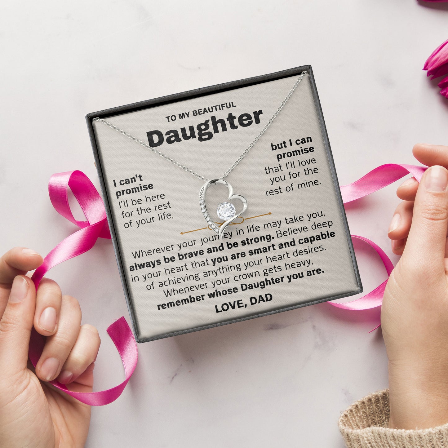 To My Beautiful Daughter Valentine Necklace Gift From Dad