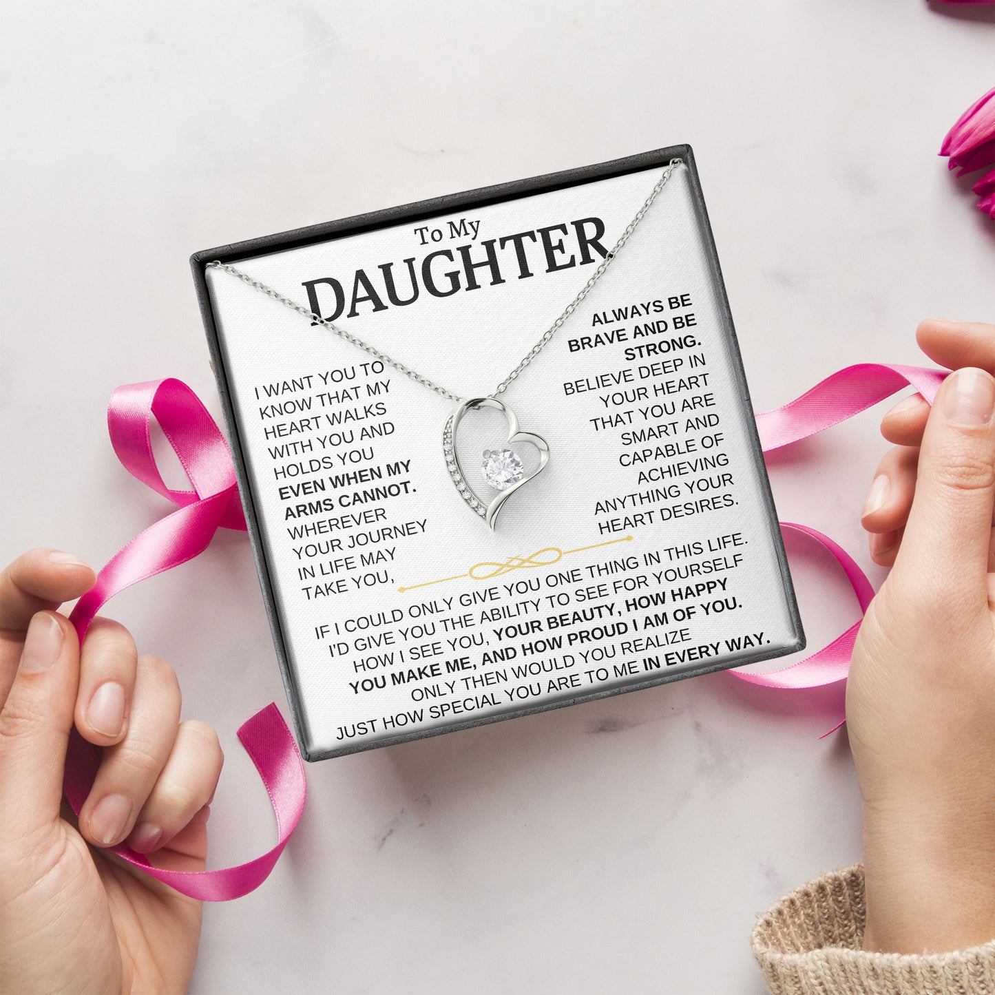 To My Daughter Sterling Silver Necklace