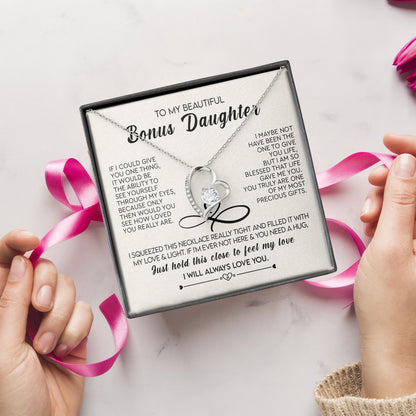 To My Beautiful Bonus Daughter Necklace from Parents