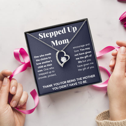To My Stepped Up Mom Valentine Necklace Gift
