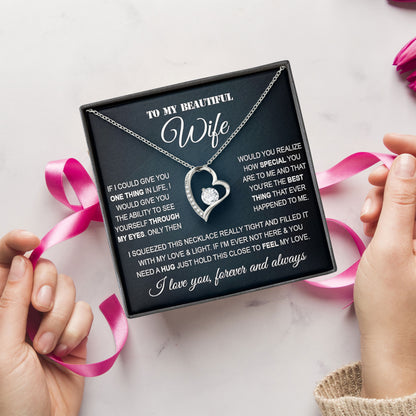 To My Beautiful Wife Necklace with Sentimental Card