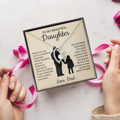 To My Beautiful Daughter Necklace Gift with Loving Message