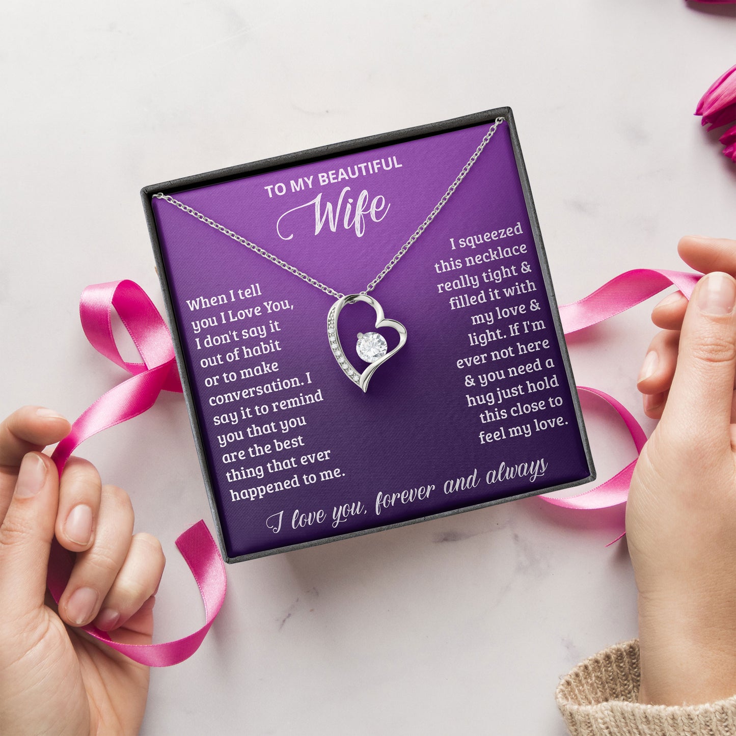 To My Beautiful Wife Jewelry Necklace Gift