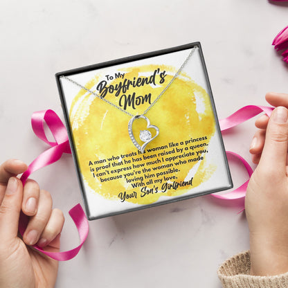 To My Boyfriend's Mom Necklace, Valentines Day, Mother's Day Keepsake, Anniversary Present