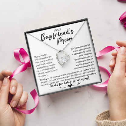 To My Boyfriend's Mom Necklace Gift Box With Message Card, Valentines Day, Mother's Day Keepsake