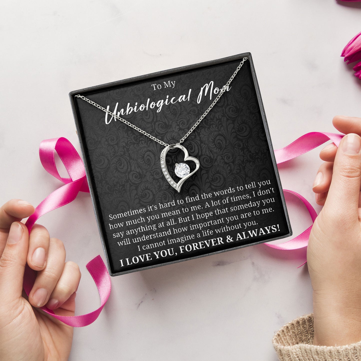 To My Unbiological Mom Love Jewelry Gift