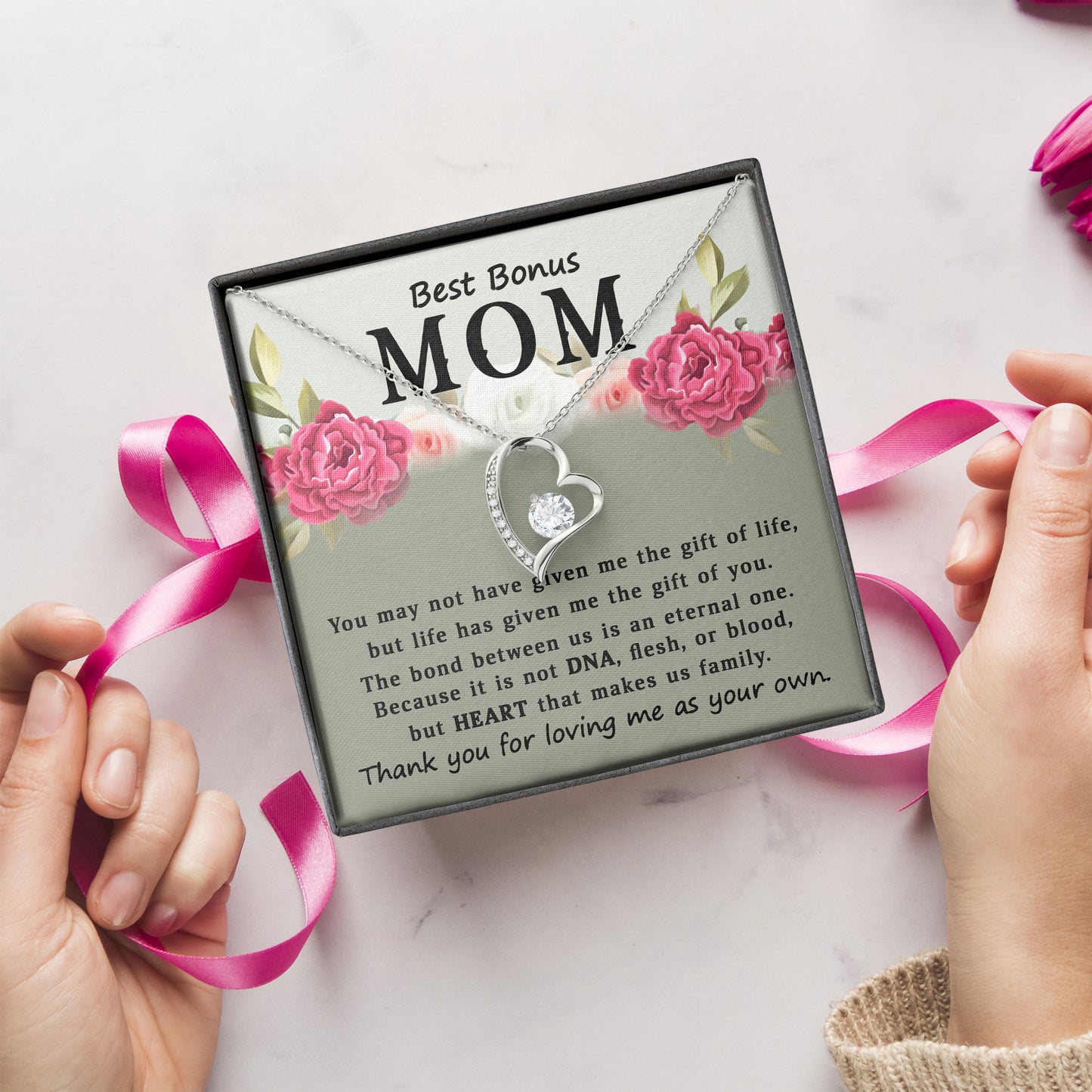 To My Best Bonus Mom Necklace Meaningful Gift