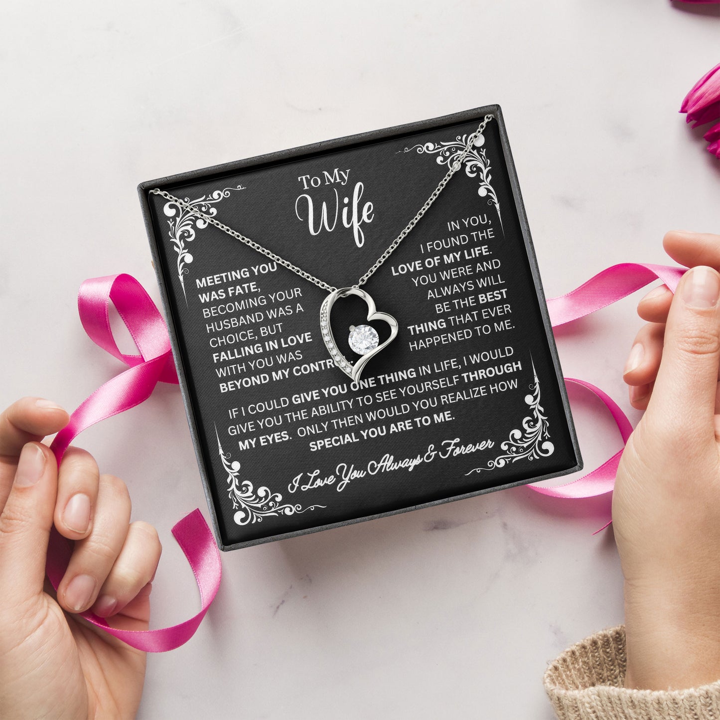 To My Wife Necklace Meaningful Gift For Fiancée With Message Card And Box