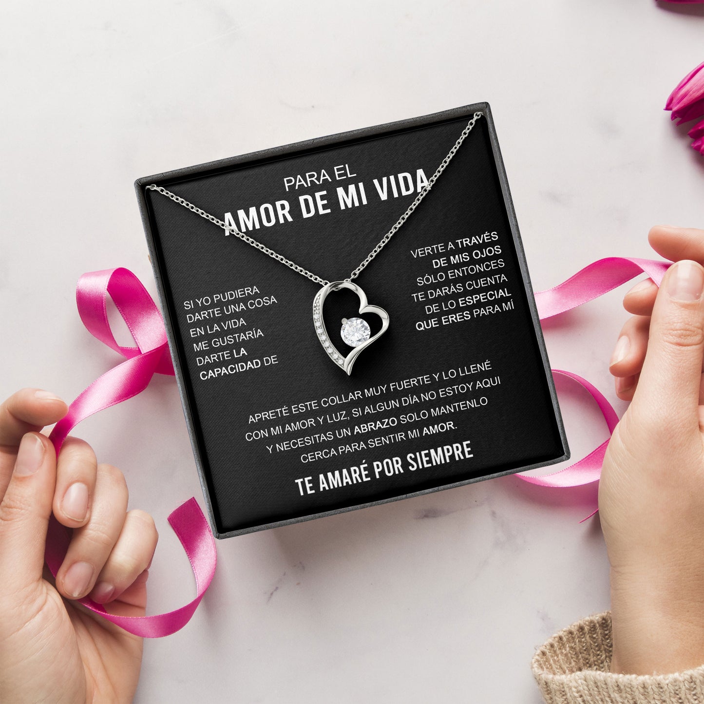 Para El Amor De Mi Vida Necklace Message & Elegant Box, Jewelry Gift For Birthday, Valentines, Mothers Day