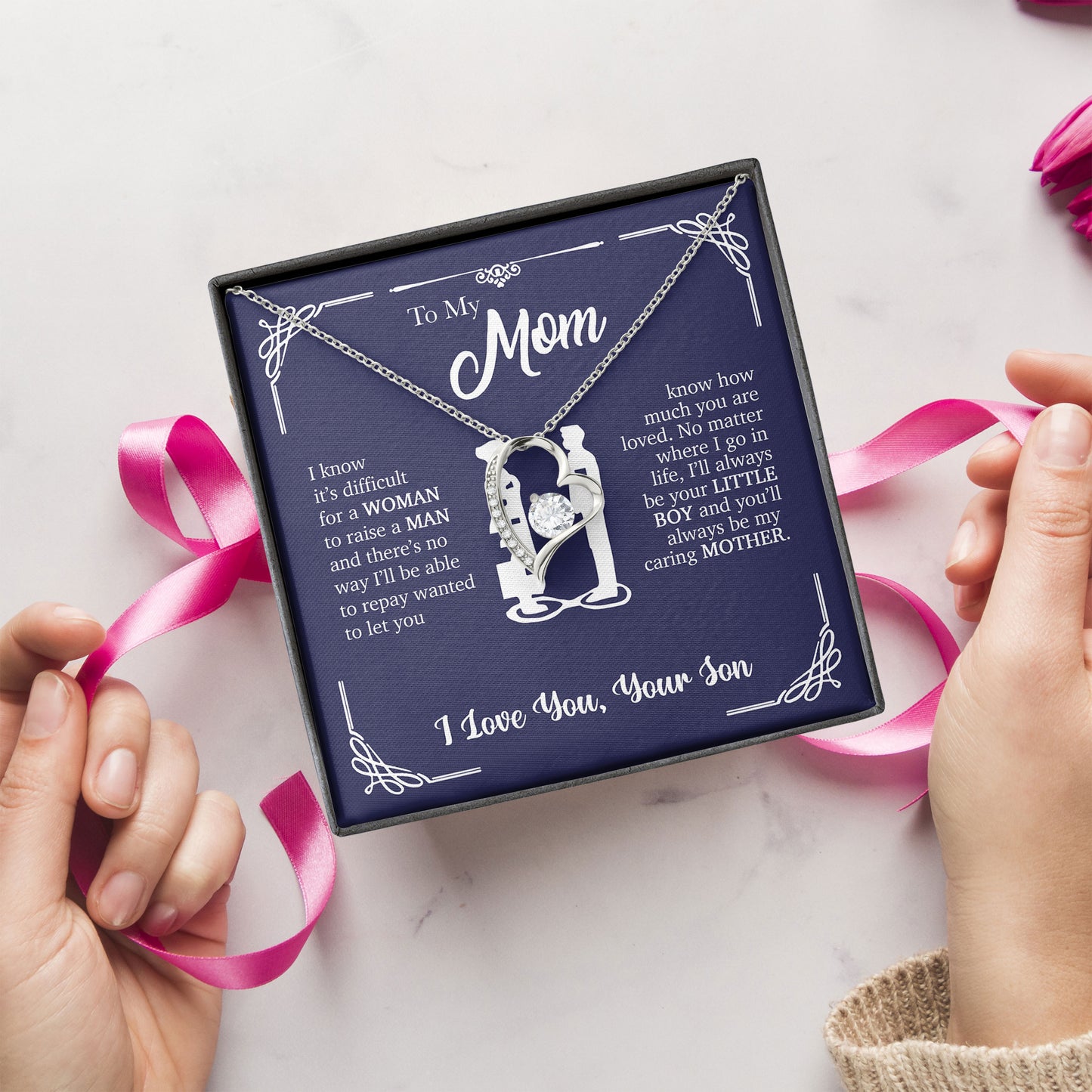 To My Mom Necklace, Anniversary Keepsake, Mother Gift From Son, Valentine's Day Birthday Gifts Ideas