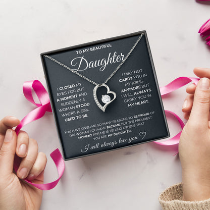 To My Beautiful Daughter Necklace Message & Elegant Box, Necklace Gifts For Daughter, Valentines Day, Graduation, Birthday, Wedding