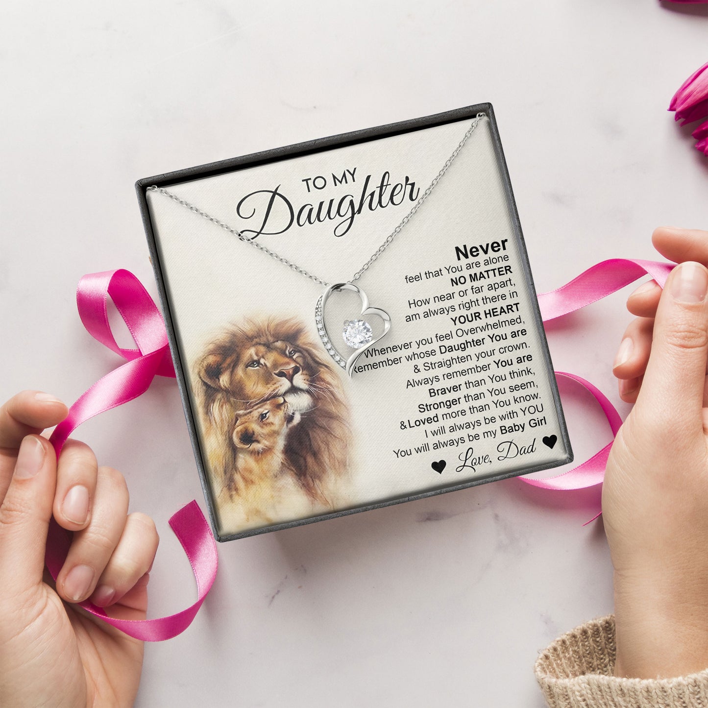 To My Daughter Necklace Message & Elegant Box, Necklace Gifts For Daughter, Birthday, Wedding, Valentines Day, Graduation