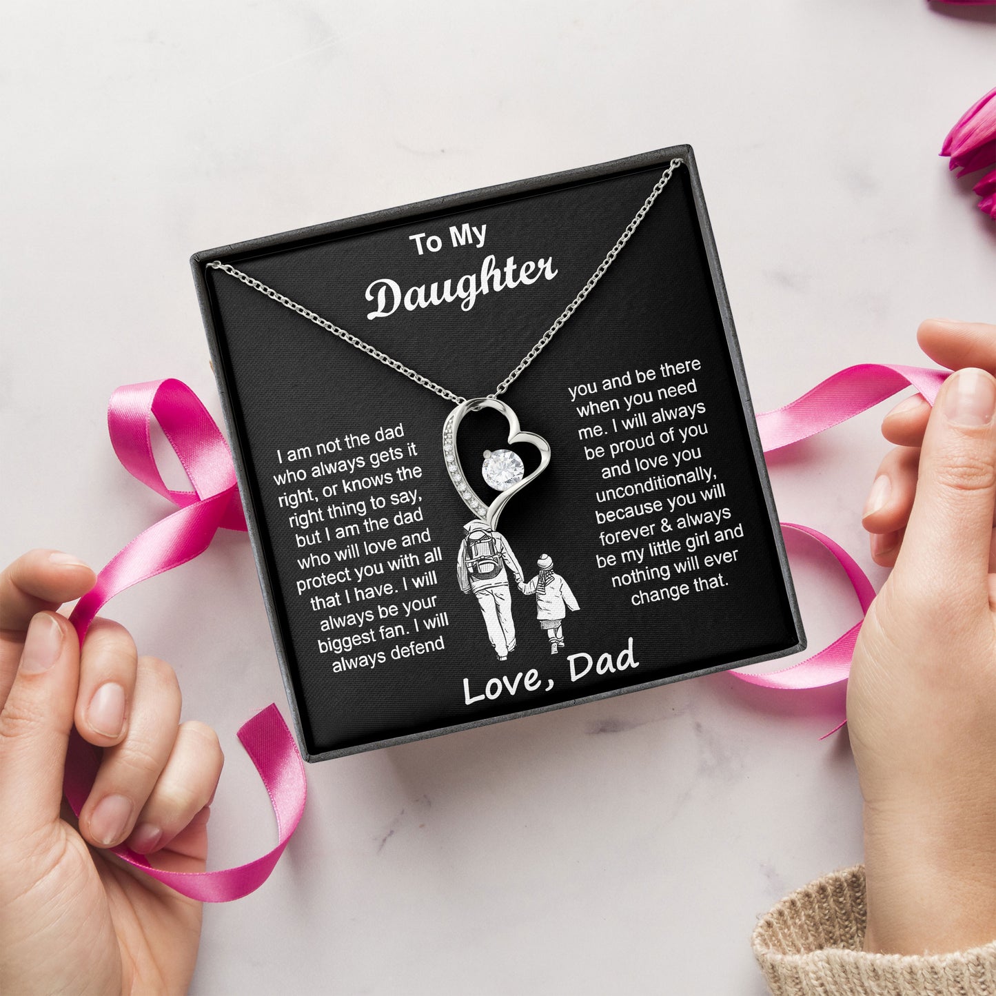 To My Daughter Necklace Gifts For Daughter From Dad, Birthday, Wedding, Valentines Day, Graduation