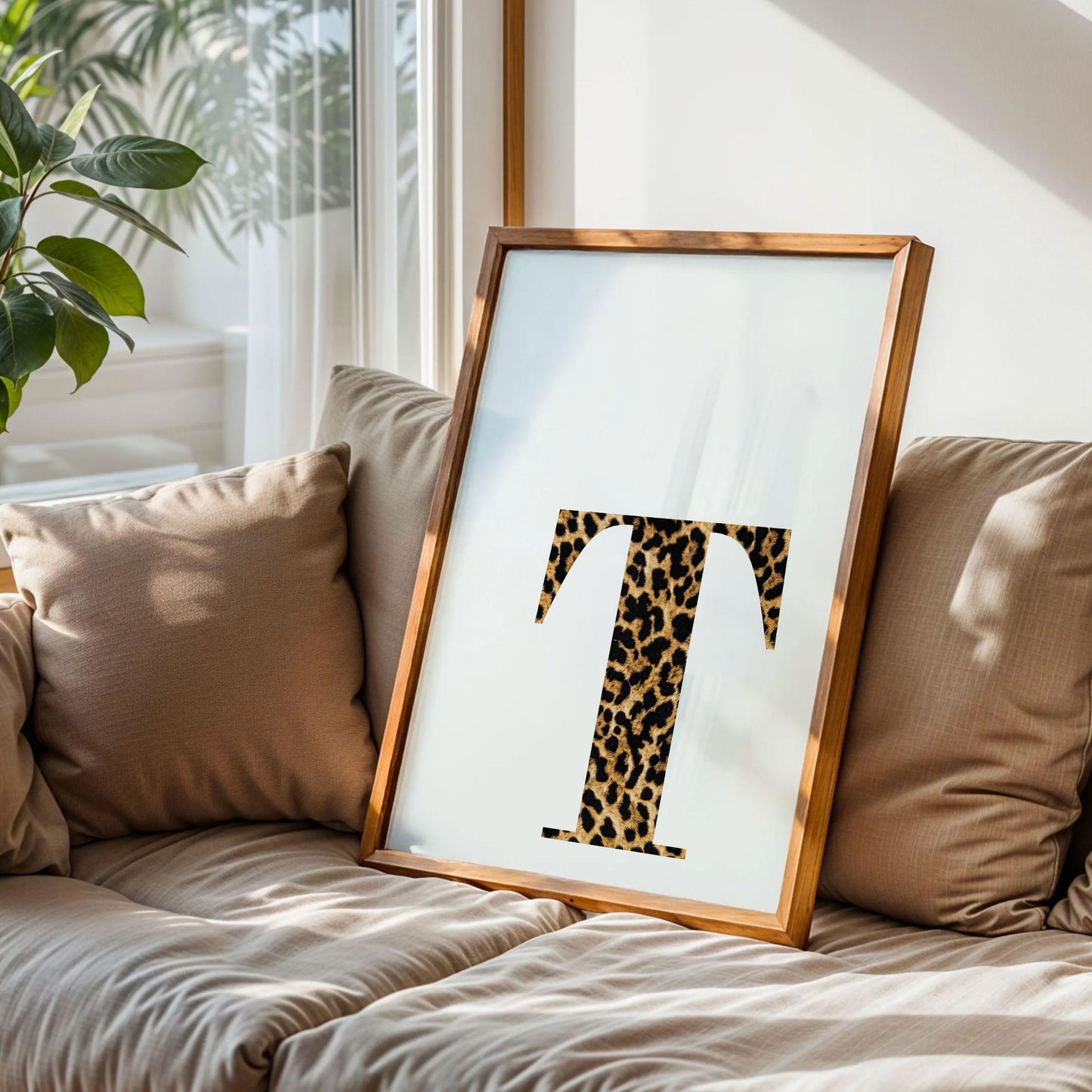 Letter T Leopard Initial Poster