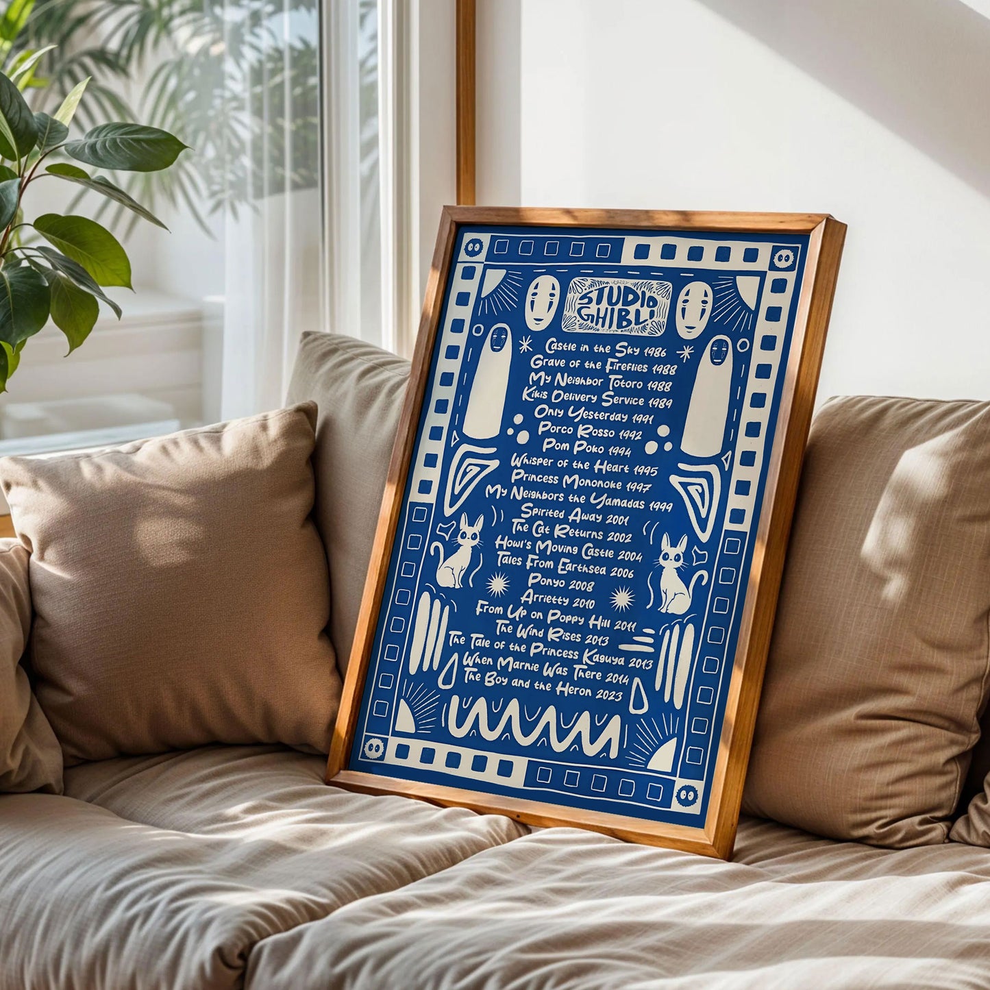No Face and Jiji  Studio Ghibli Poster