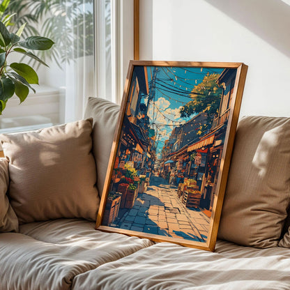 Japanese Morning Market Street Poster