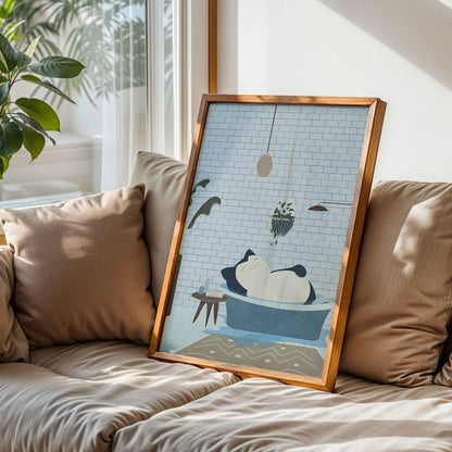 Snorlax Bath Time Art Print