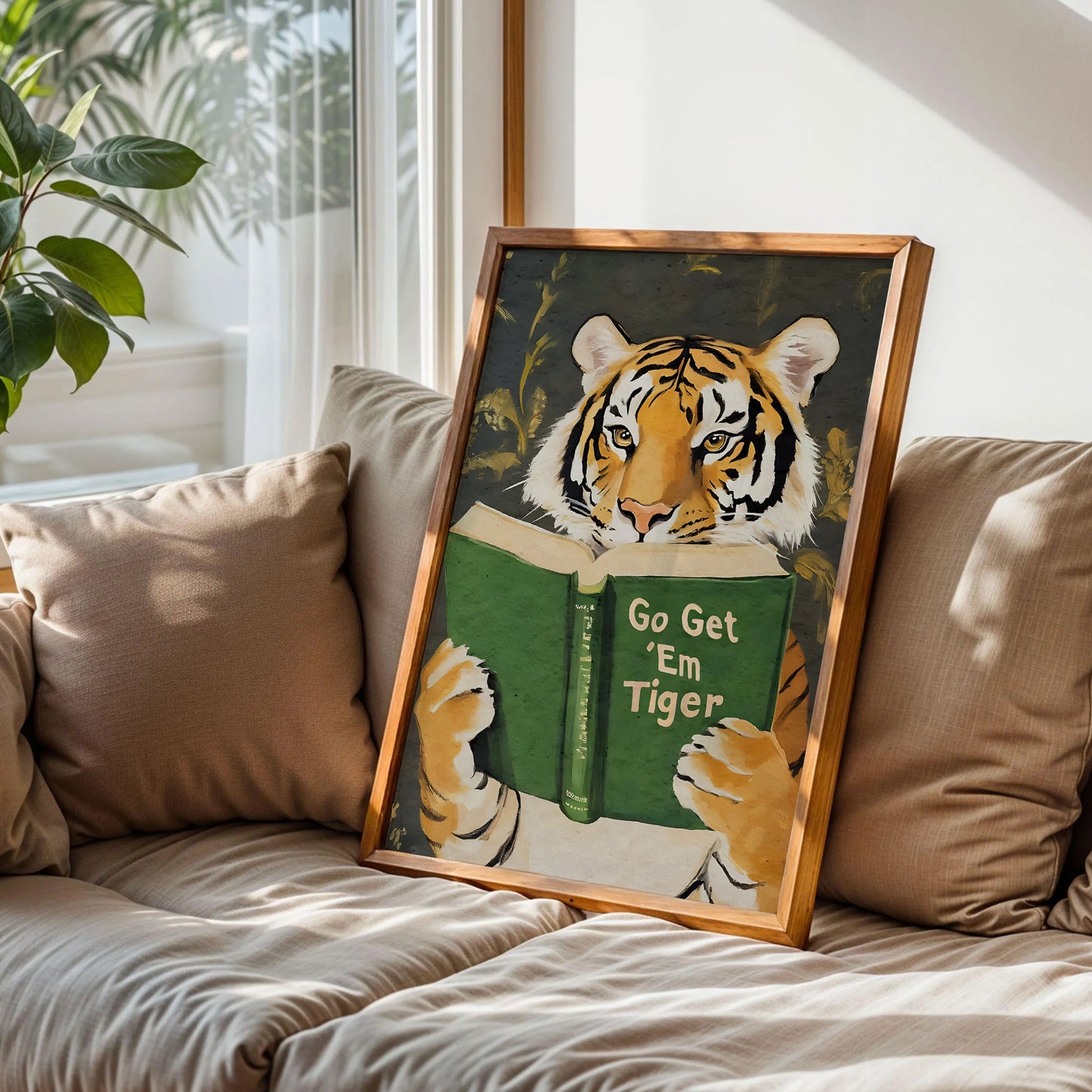Tiger Reading Book Poster