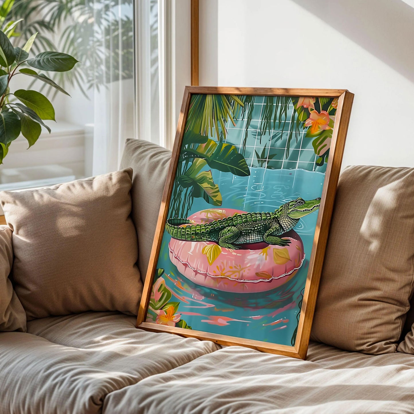 Alligator on a Pool Float Print
