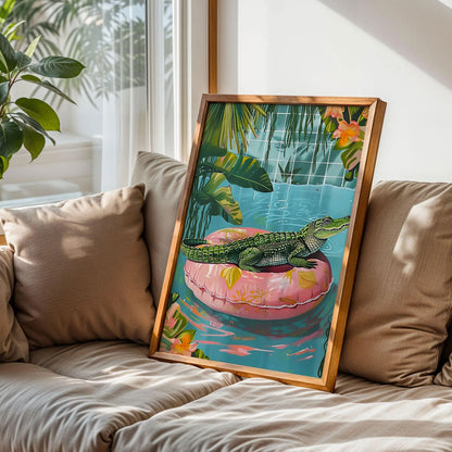 Alligator on a Pool Float Print