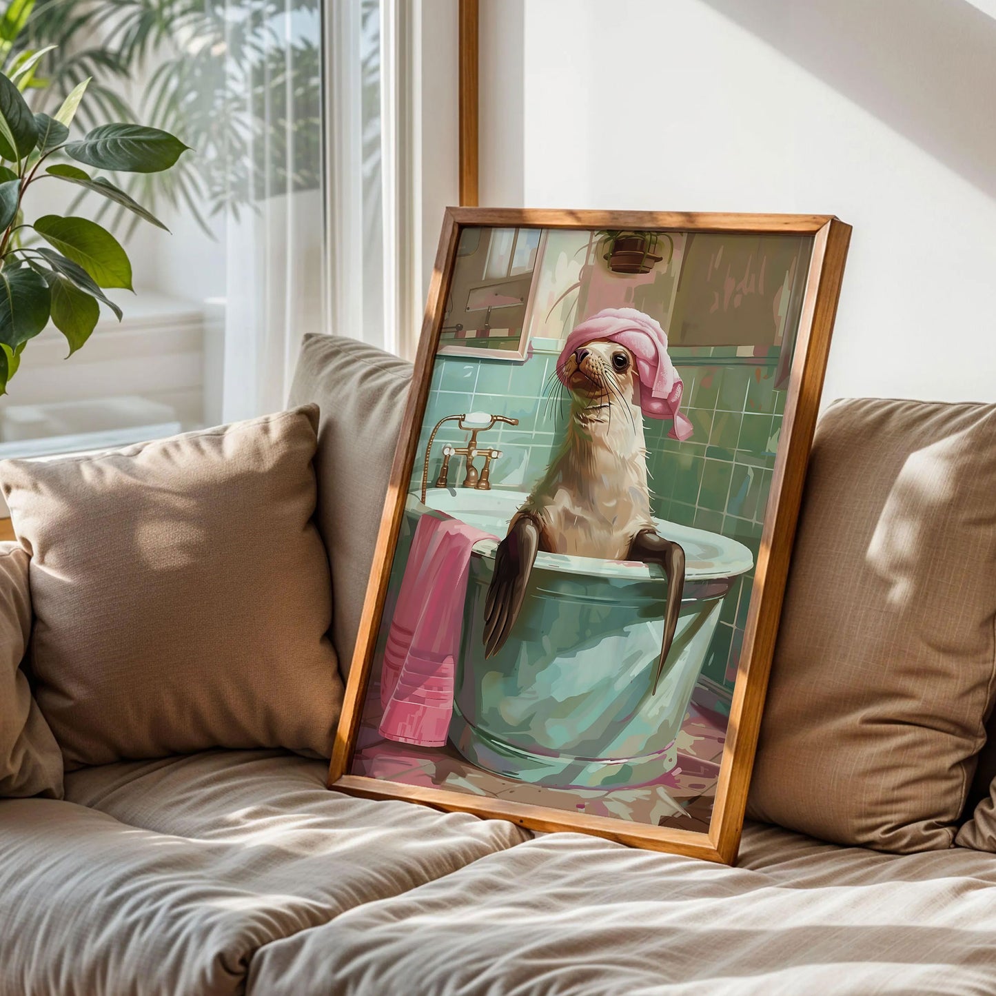 Sea Lion in Bathtub Bathroom Print