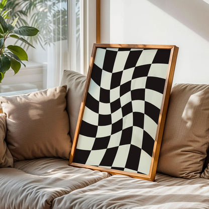 Black and Cream Checkered Art Print
