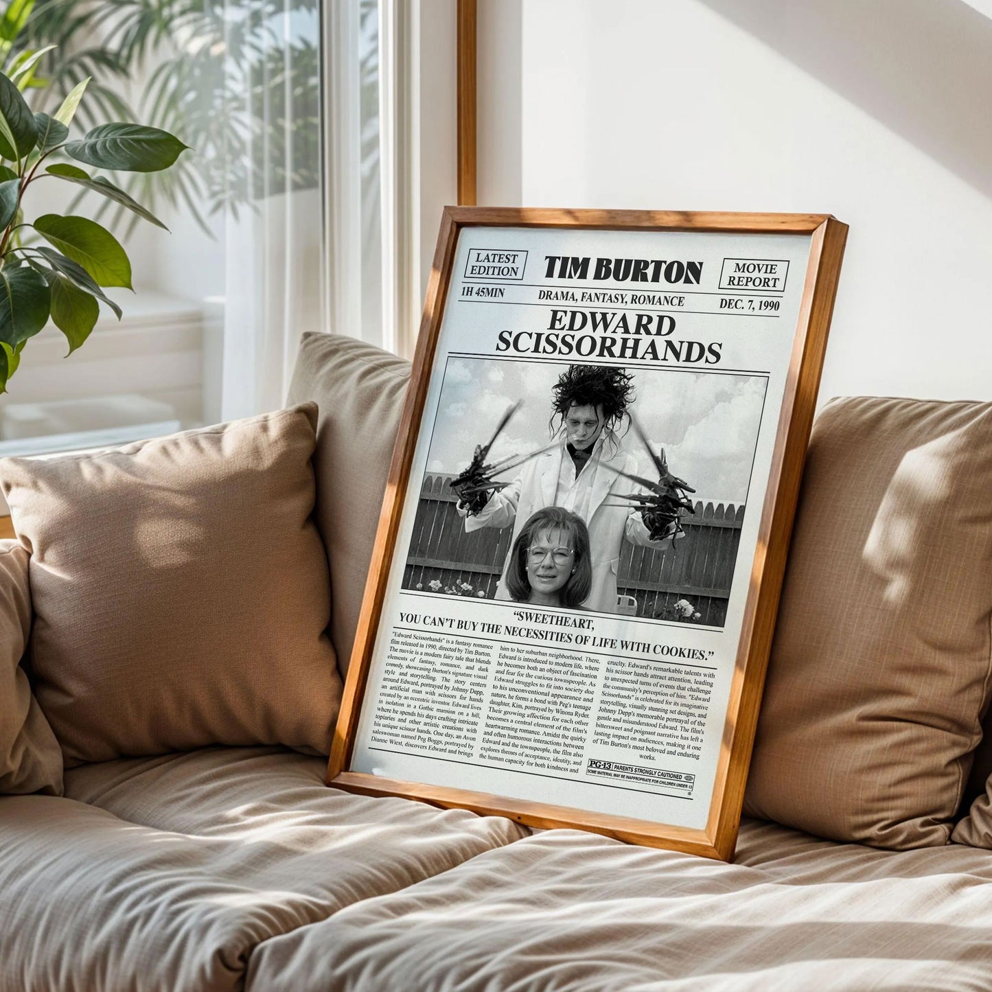 Edward Scissorhands Newspaper Movie Poster