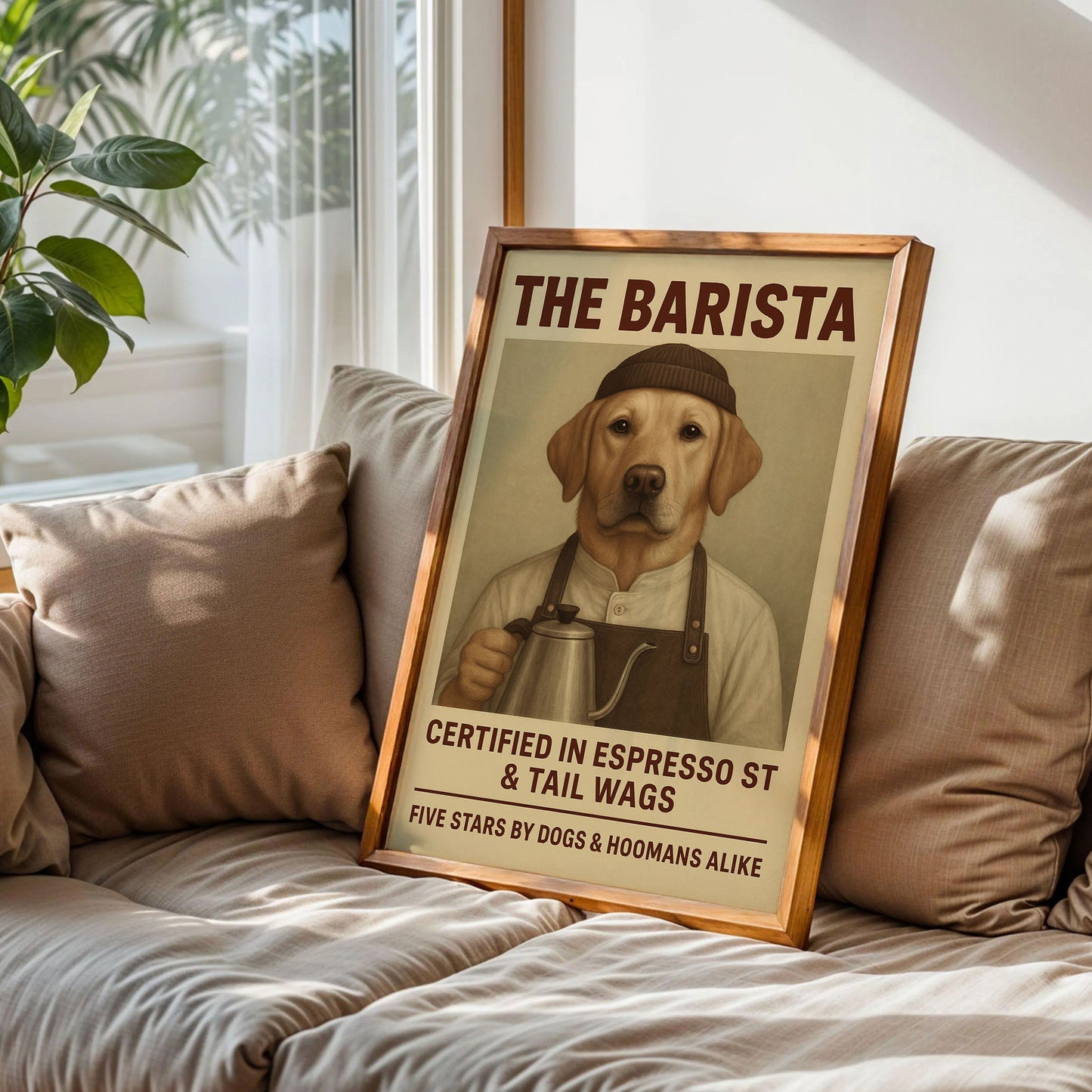 Barista Pet Portrait in Coffee Shop Poster