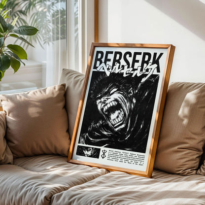 Black and White Berserk Manga Panel Art Print