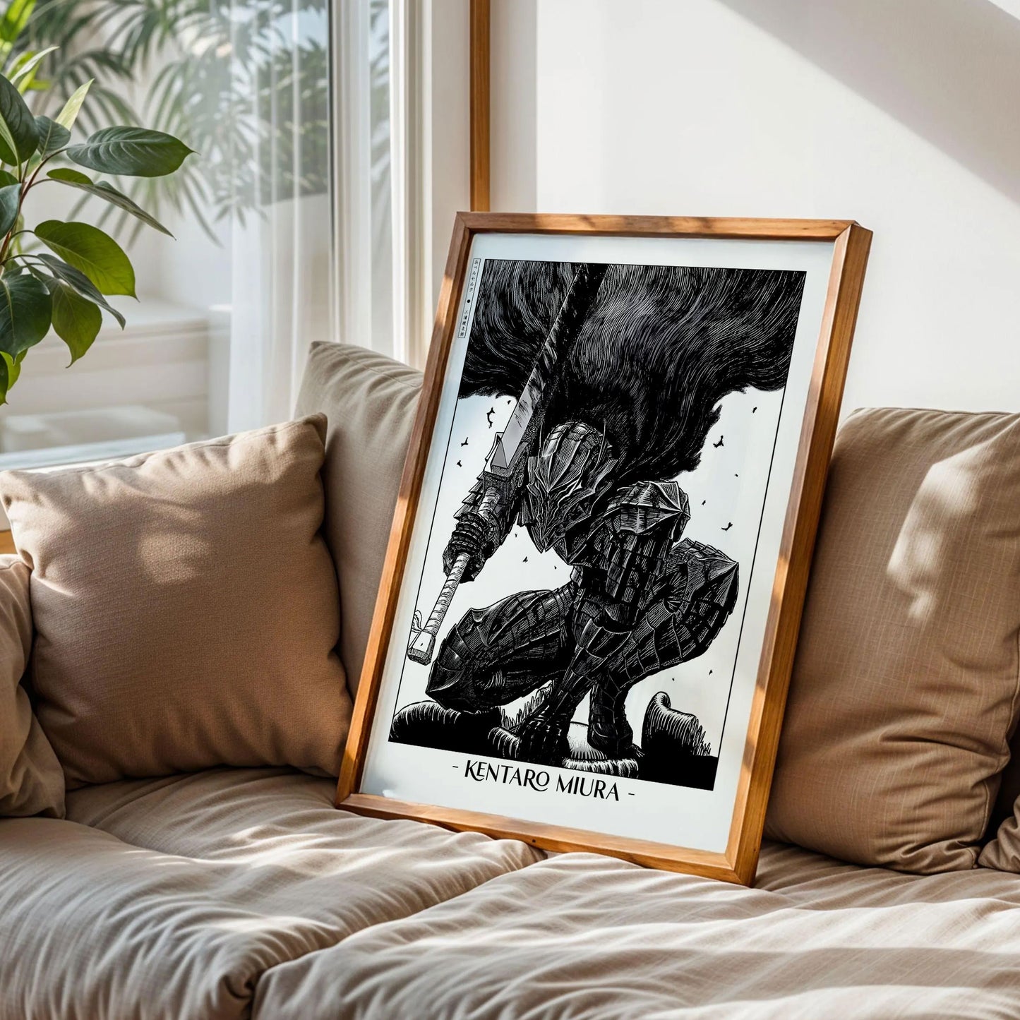 Berserk Guts Armor Black & White Metal Poster