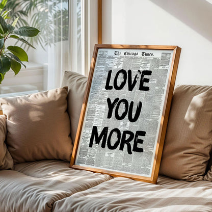 Love You More Newspaper Print Art