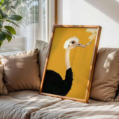 Ostrich Smorking Art Print