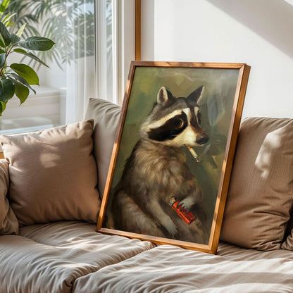 Raccoon Smoking Poster