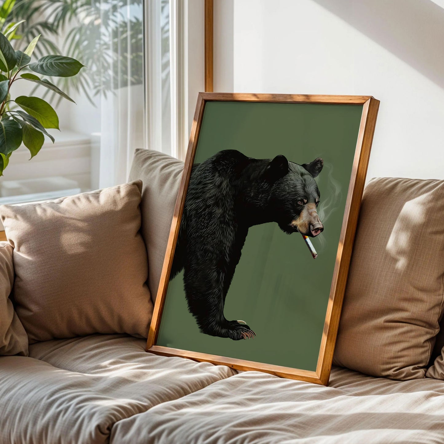Funny Bear with Cigarette Poster