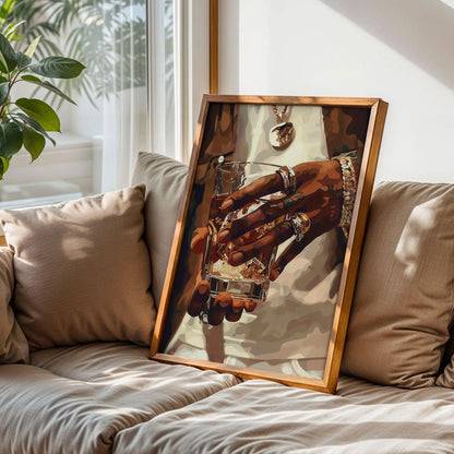 Whiskey Glass with Hand and Jewelry Poster