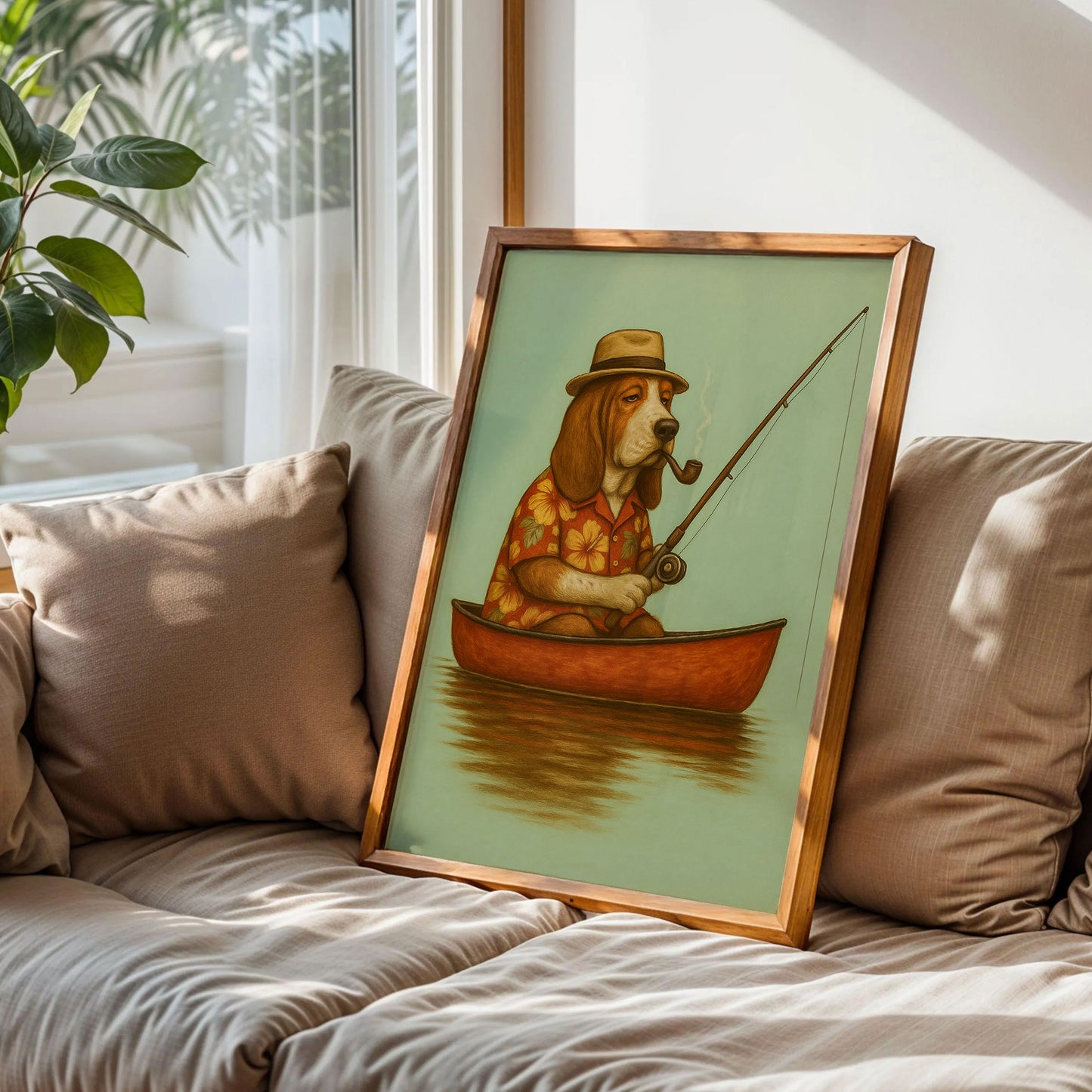 Basset Hound Fishing Art Print