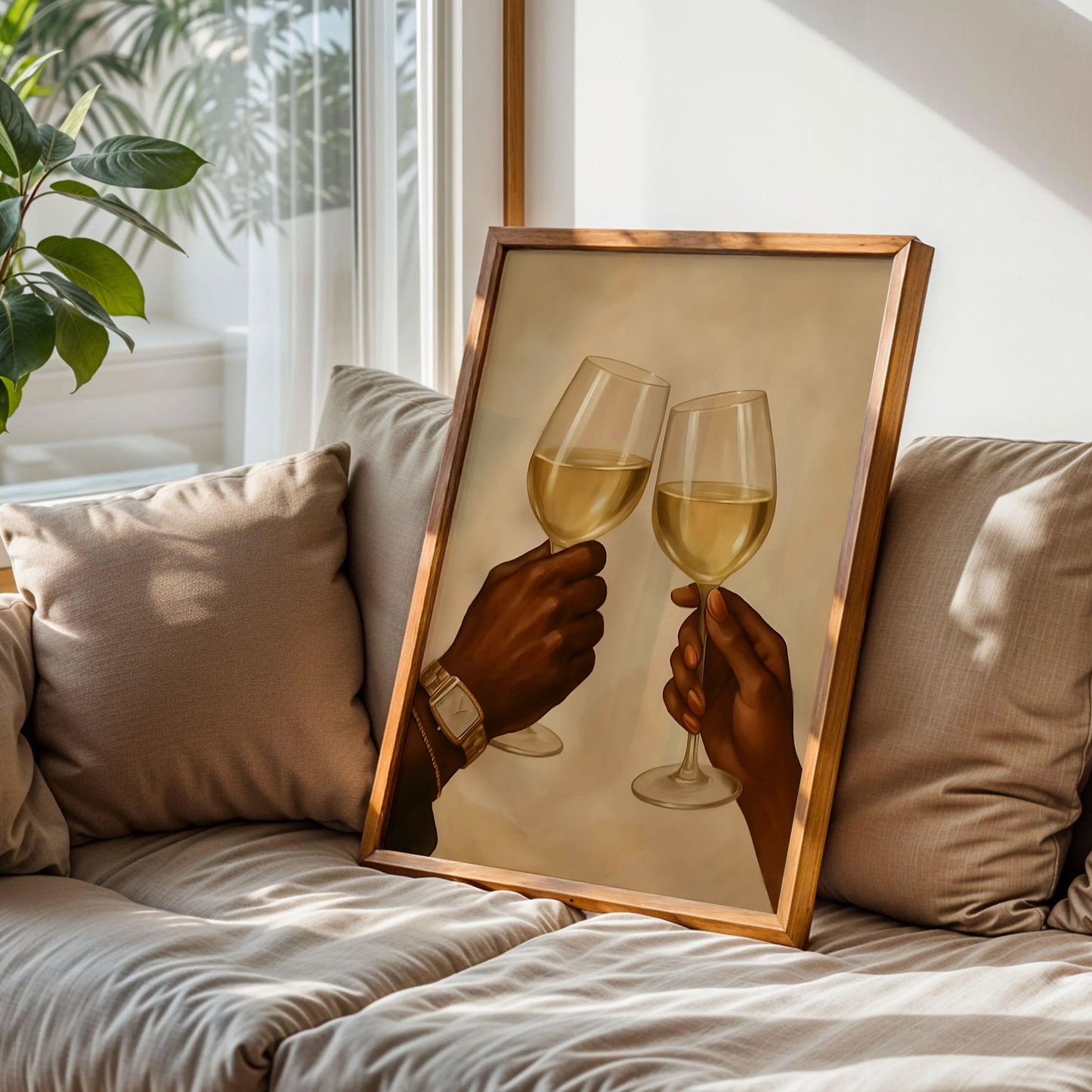 Elegant Cheers Black Couple Holding Hands Wall Art
