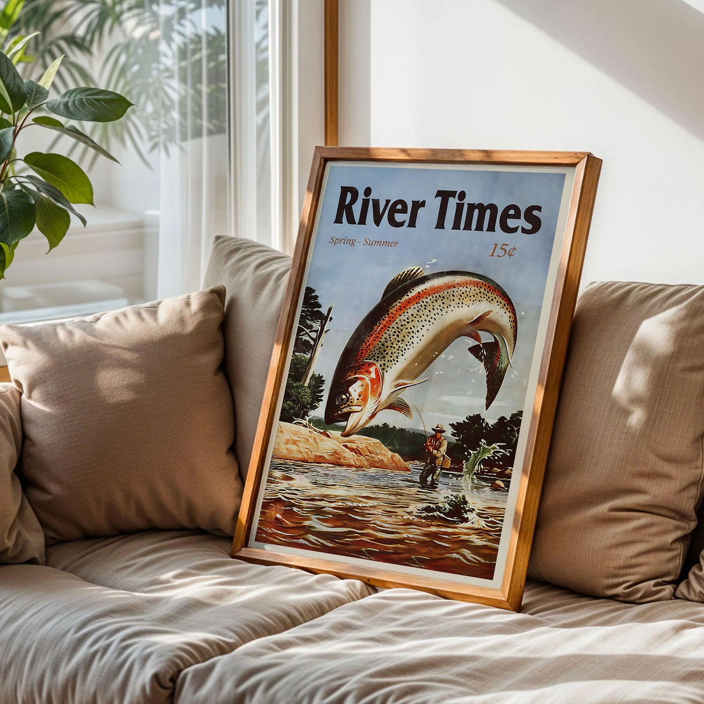 Retro River Fishing Print