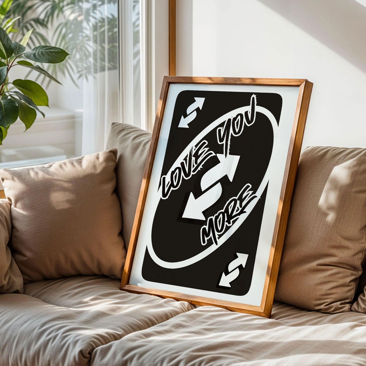 Love You More Uno Black Playing Card Poster