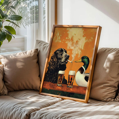 Vintage Springer Spaniel And A Mallard Poster